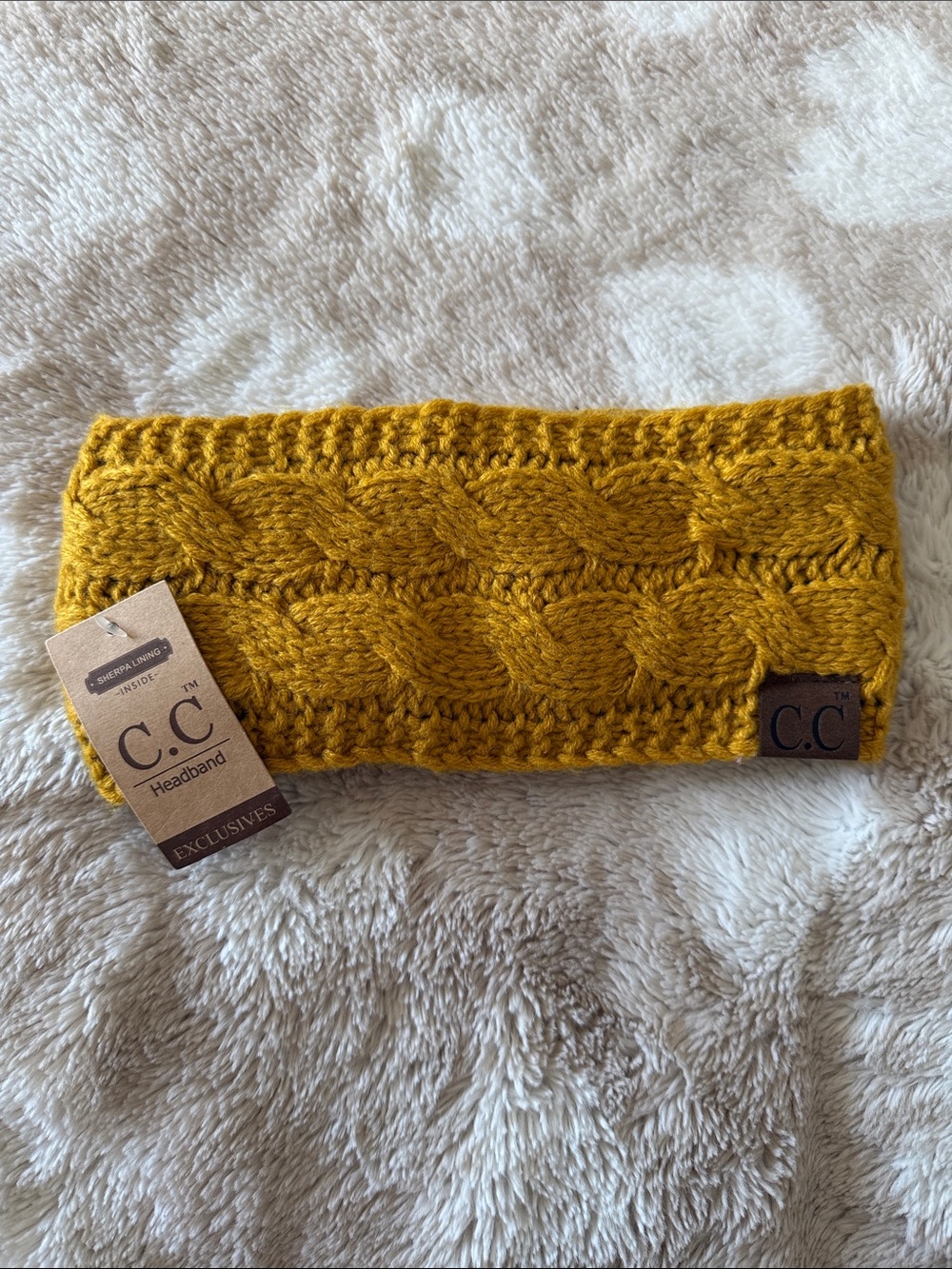 C.C Kids Mustard Knit Cable Headband